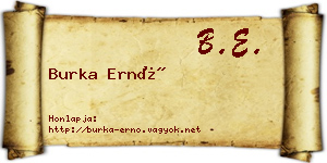 Burka Ernő névjegykártya